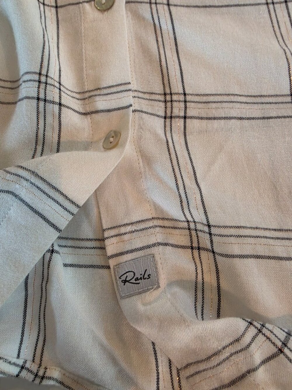 Rails Eloise Snow Onyx Gold Button Front Long Sleeve Shirt Size Med - Picture 15 of 15